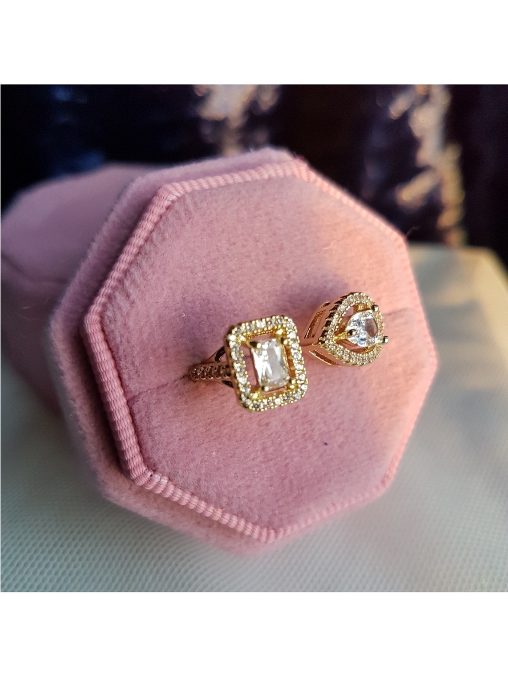 Swarovski Elements Yellow Gold Plated Open Contemporary Ring NEW - Picture 7 of 13
